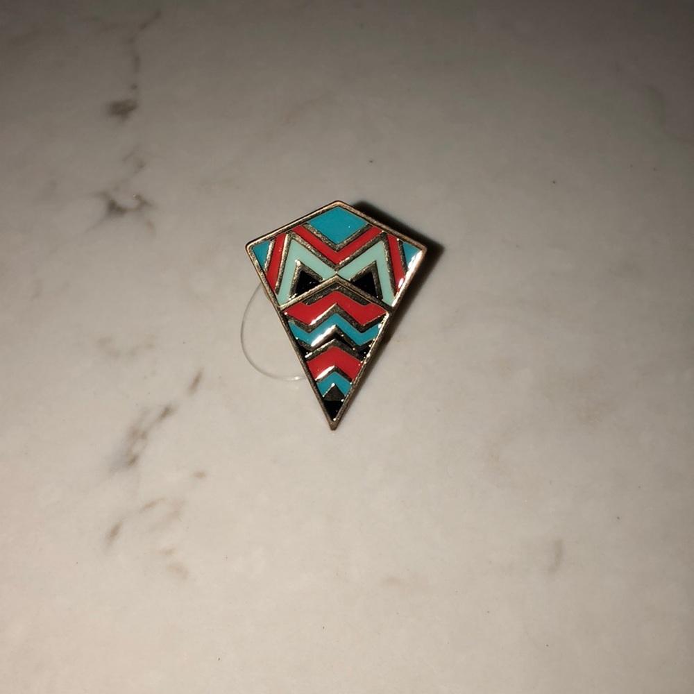 POINTED IKAT DESIGN RING - TURQUOISE/RED/MINT ✨